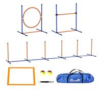 PawHut Kit d'Agilité pour Chien 4 Pièces avec Slalom, Anneau de Saut, Haies