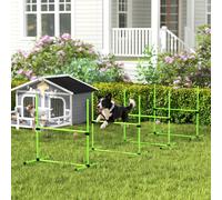 PawHut Kit d'agility pour chiens 4 pièces réglable en hauteur Équipement d'agility avec 4 haies Sac de transport 99 x 65 x 94 cm Vert