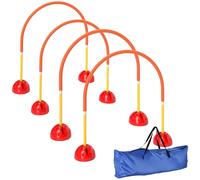 PawHut Kit d'équipement d'agilité pour Chien, kit d'agilité pour Chien avec 4 Portes à Largeur réglable, Sac de Transport, Assemblage Facile, Agility à Chien Portable, Jaune et Orange