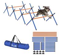 PawHut Kit d'équipement d'agilité pour Chien, kit d'agilité pour Chien Portable avec Hauteur réglable, Sac de Transport Inclus, Assemblage Facile, Agility à Chien Portable, Orange