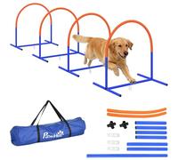 Pawhut Kit d'agilité pour chien – 4 arceaux, sac de transport, Bleu/Orange, seniors