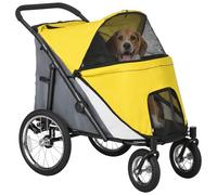 PawHut Large Dog Stroller Dog Pram Pousseur pliable pour animaux de compagnie avec laisses de sécurité pour chiens de taille moyenne et grande - Jaune