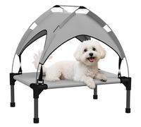 PawHut Lit Chien surélevé, lit de Camp pour Chien, Velum en Taffetas, Tissu textilène Micro-perforé + Sac de Transport Inclus, Facile à Assembler, 61 x 46 x 63 cm, Gris