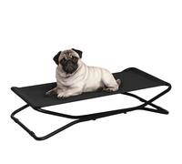 PawHut Lit d'extérieur surélevé pour chiens de petite et moyenne taille, lit rafraîchissant avec cadre en acier robuste, lit portable debout, 111 x 65,5 x 19 cm, noir
