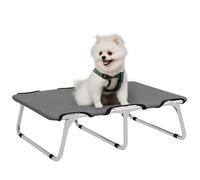 PawHut Lit pliant pour chiens de petite taille pour intérieur et extérieur, lit pour chien surélevé, lit pour chien en métal et tissu Oxford 600D, 71 x 58 x 20 cm, gris
