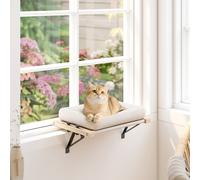 PawHut Lit pour Chat, 50x36cm Hamac pour Chat avec Support Ajustable, Coussin Amovible Lavable en Machine, Lit pour Chat de moins de 6 kg, Crème