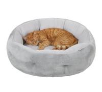 PawHut Lit pour Chat, Lit Rond Toutes Saisons, 62x62x21cm, Gris Clair | Coussin Double Face en Tissu Frais/Peluche, Panier pour Chats d'Intérieur et Petits Chiens, avec Rebords Hauts