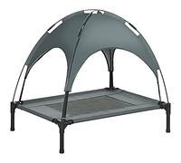 PawHut Lit pour Chien Chat sur Pieds Grand Confort Velum Anti-UV Tissu Oxford Micro-perforé + Parasol + Sac de Transport Inclus Gris Noir
