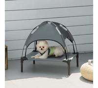 Lit Pour Chien Chat Sur Pieds Lit De Camp Lit Surélevé Rafraîchissant Velum Anti-Uv Oxford Micro-Perforé Parasol Et Sac De Transport Inclus Dim. 61l X 46l X 61h Cm Gris Noir Gris
