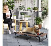 PawHut Lit pour chien surélevé portable, lit pour animaux de compagnie surélevé avec filet respirant, pour grands chiens, Café