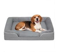 PawHut Lit pour Chiens de Taille Moyenne, lit pour Chats, Matelas pour Chiens avec Base antidérapante, Housse Amovible et Lavable, 91,5 x 68,5 x 16,5 cm, Gris