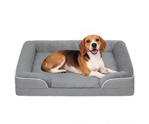 PawHut Lit pour Chiens de Taille Moyenne, lit pour Chats, Matelas pour Chiens avec Base antidérapante, Housse Amovible et Lavable, 91,5 x 68,5 x 16,5 cm, Gris