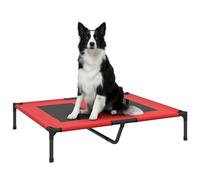 PawHut Lit sur Pieds lit pour Chien Chat lit de Camp surélevé Animaux Grand Confort Tissu Oxford textilène Micro-perforé métal 92L x 76l x 18H cm Rouge