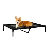 PawHut Lit sur Pieds pour Chien Textilène Micro-Perforé 92x76x18cm Noir | Couchage de Camp pour Chien Chat, Lit Surélevé Animaux, Tissu Oxford, Métal