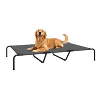 PawHut Lit surélevé Chien Grande Race, Montage Facile, 60" L Gris | Lit extérieur chien, sans outil, cot surélevé portable, cadre acier, mesh respirant