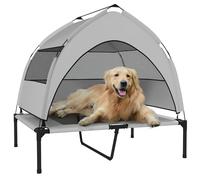 PawHut Lit surélevé pour chien, avec auvent amovible, lit portable et rafraîchissant pour animaux de compagnie, avec maille respirante, sac de rangement, pour intérieur et extérieur, pour chiens de