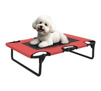 PawHut Lit surélevé pour chien, lit portable pour animal de compagnie, avec maille respirante pour intérieur et extérieur, pour chiens de petite et moyenne taille, 75 x 51 x 18 cm, rouge