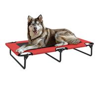 PawHut Lit surélevé pour chien, lit portable pour animal de compagnie, avec maille respirante pour intérieur et extérieur, pour grands chiens, 107 x 61 x 20 cm, rouge