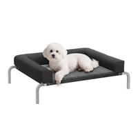 PawHut Lit surélevé pour Chien rafraichissant, lit de Camp pour Chiens intérieur extérieur Portable, avec Oreiller en Forme de U, Maille Respirante, résistant aux morsures, 90 x 65 x 30 cm, Noir