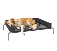 PawHut Lit surélevé pour Chien rafraichissant, lit de Camp pour Chiens intérieur extérieur Portable, avec Oreiller en Forme de U, Maille Respirante, résistant aux morsures, 110 x 75 x 30 cm, Noir