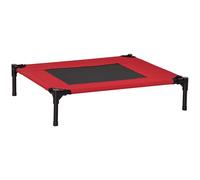 PawHut Lit surélevé pour Chiens Chats Animaux de Compagnie Tissu Oxford textilène Micro-perforé 76 x 61 x 18 cm Rouge et Noir