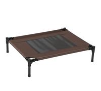 PawHut Lit surélevé pour Chiens Chats Animaux de Compagnie Tissu Oxford textilène Micro-perforé 76 x 61 x 18 cm Marron Noir