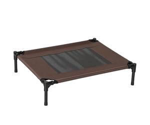 PawHut Lit surélevé pour Chiens Chats Animaux de Compagnie Tissu Oxford textilène Micro-perforé 76 x 61 x 18 cm Marron Noir