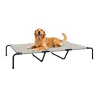 PawHut Lit surélevé pour Chiens d'extérieur, lit de Camp Portable pour Chiens de Grande Taille avec Structure en Acier et Filet Respirant, Facile à Monter sans Outils, Beige, 152 x 94 x 23 cm