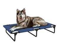 PawHut Lit surélevé pour Chiens Pliable rafraîchissant, lit de Camp pour Animaux en Maille Respirante Pieds en Acier pour intérieur extérieur 107 x 61 x 20 cm Bleu foncé