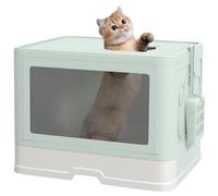 PawHut Litière fermée pour chat, toilettes pour chat avec couvercle, double entrée supérieure et frontale, tiroir amovible, pelle et brosse, nettoyage facile, vert