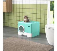 PawHut Litière pour Chats avec Couvercle et Pelle, Double Entrée et Plateau Amovible, 52x41x38.5 cm, Vert