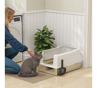 PawHut Litière pour Chats Imperméable avec Parois Surélevées, Bac et Pelle, en ABS, 71x50.8x35.5 cm, Blanc
