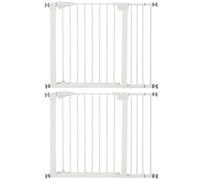PawHut Lot de 2 Barrière de Sécurité pour Chien Extensible 76-103L cm Blanc | Sans Perçage, Fermeture Automatique, Double Verrouillage, Hauteur 77 cm, pour Escaliers, Couloirs