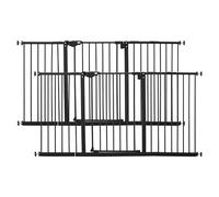 PawHut Lot de 2 barrières de sécurité Animaux avec Porte Fermeture Automatique système de Double Verrouillage sans perçage 3 Extensions Noir