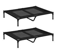 PawHut Lot de 2 Lits sur Pieds Chien Chat 91,5 x 76,2 x 18 cm Noir