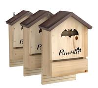 PawHut Lot de 3 Nichoirs Chauve Souris en Bois abri à Chauves-Souris Facile d'accès et de Repos, Facile à Suspendre, 21,5 x 11,5 x 34 cm Effet Bois Naturel