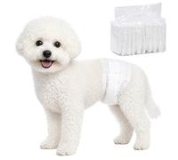 PawHut Lot de 48 couches absorbantes pour chiens mâles, avec bande élastique réglable, jetables, pour incontinence et urination, 62 x 20 cm, blanc