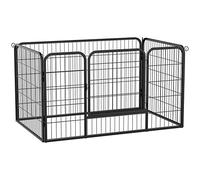 PawHut Luxe Parc enclos modulable Acier 4 Panneaux et 1 Porte pour Chiens, Lapins, rongeurs, Petits Animaux, intérieur et extérieur 125L x 80l x 70H cm Noir