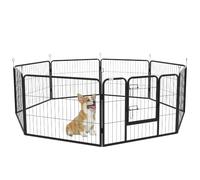 PawHut Luxe Parc enclos modulable Acier 8 Panneaux et 1 Porte pour Chiens, Lapins, rongeurs, Petits Animaux, intérieur et extérieur 80L x 60H cm Noir