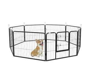 PawHut Luxe Parc enclos modulable Acier époxy Porte verrouillable pour Chiens, Lapins, rongeurs, Petits Animaux, intérieur et extérieur 80 x 60 cm Noir