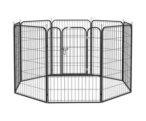 PawHut Luxe Parc enclos modulable Acier époxy Porte verrouillable pour Chiens, Lapins, rongeurs, Petits Animaux, intérieur et extérieur 80 x 100 cm Noir