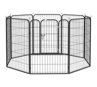 PawHut Luxe Parc Enclos Modulable Acier Époxy pour Chiens 80 x 100 cm Noir