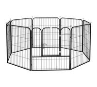 PawHut Parc enclos modulable – Acier époxy, porte verrouillable – 80 x 80 cm Noir