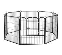 PawHut Parc enclos modulable – Acier époxy, porte verrouillable – 80 x 80 cm Noir