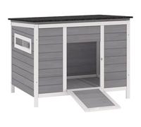 PawHut Maison de Canard étanche pour 2-3 Canards Poulets Gris 93x70x72 cm | Maison canard, plancher amovible, fenêtres coulissantes, toit asphalte articulé, abri oie surélevé, rampe, poulailler