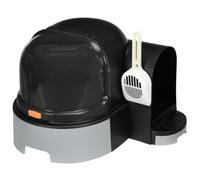 PawHut Maison de Toilette Bac à Litière Fermé pour Chat Pelle Incluse Gris | Compartiment Inférieur Amovible, Nettoyage Facile