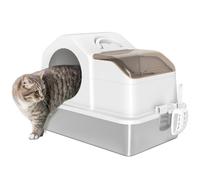 PawHut Maison de Toilette pour Chat avec Couvercle Amovible, bac à litière Chat fermé côtés Hauts, Pelle, sans Odeur, Non Collant, Anti-Fuite, Facile à Nettoyer, 60,5x40,5x42cm, Blanc
