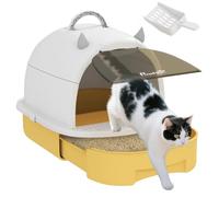 PawHut Maison de Toilette pour Chat Bac à Litière Fermé Chat 2 Packs Jaune | Bac à Litière Fermé Chat, Filtres Charbon, Porte Translucide, Nettoyage Facile, Anti Odeur