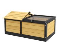 PawHut Maison en Bois pour Tortue, Table, Cache & Parcours, Jaune | Dessus ouvrable, bac