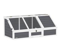PawHut Maison en Bois pour Tortues, Terrarium pour Reptiles sans Base avec Couvercles Rabattables, Porte Frontale Ouvrable et Loquets de Sécurité, Abri pour Tortues, 120x55x50 cm, Gris Clair